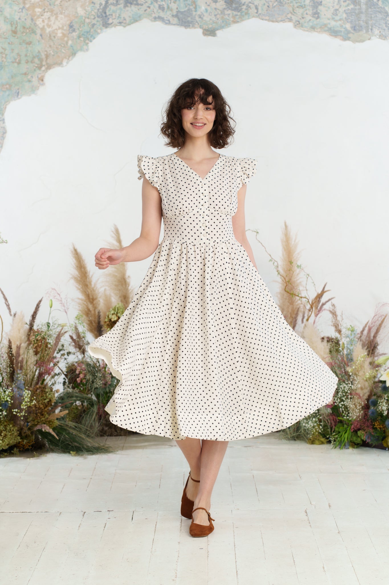 Diane Dress, Ruffle Sleeve