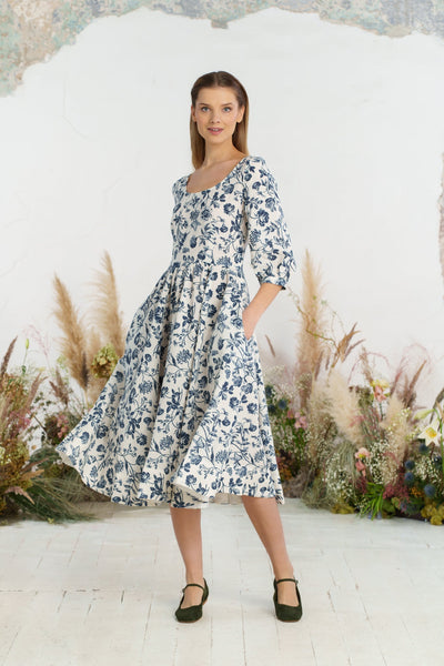 Carmen Dress, 3/4 Sleeve