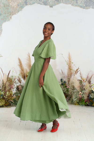 Maxi Wrap Dress, Butterfly Sleeve