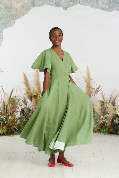 Maxi Wrap Dress, Butterfly Sleeve