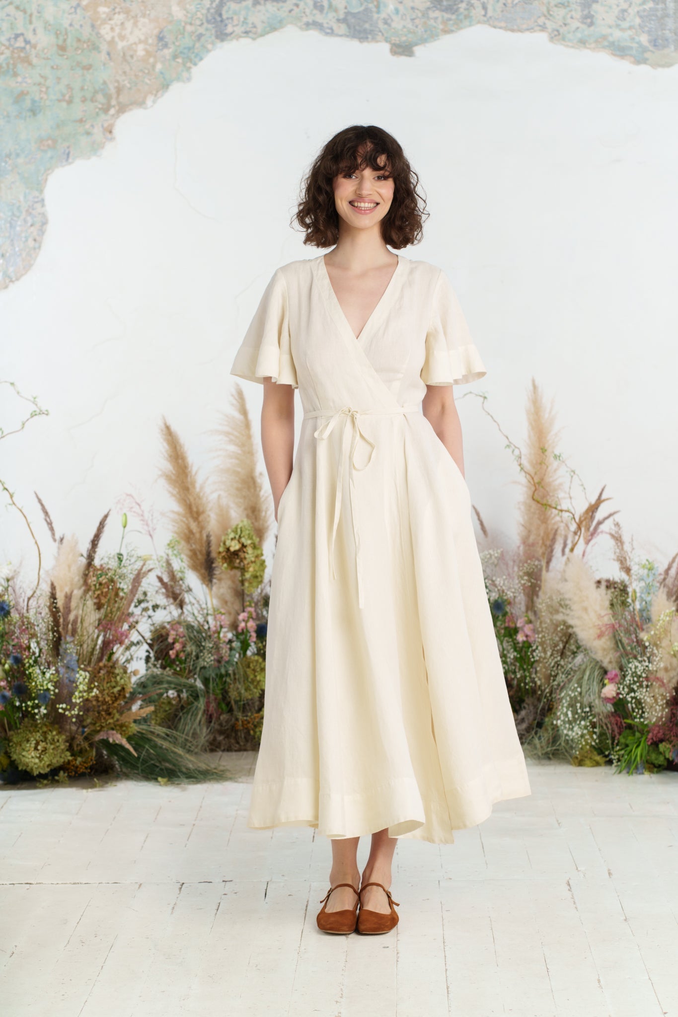 Maxi Wrap Dress, Butterfly Sleeve