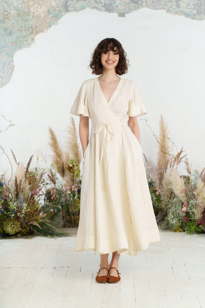 Maxi Wrap Dress, Butterfly Sleeve