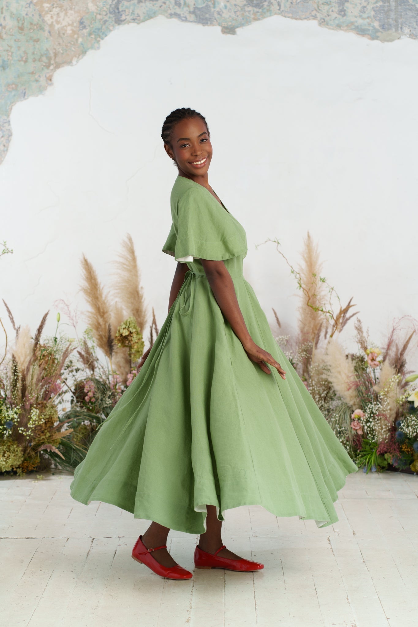 Maxi Wrap Dress, Butterfly Sleeve