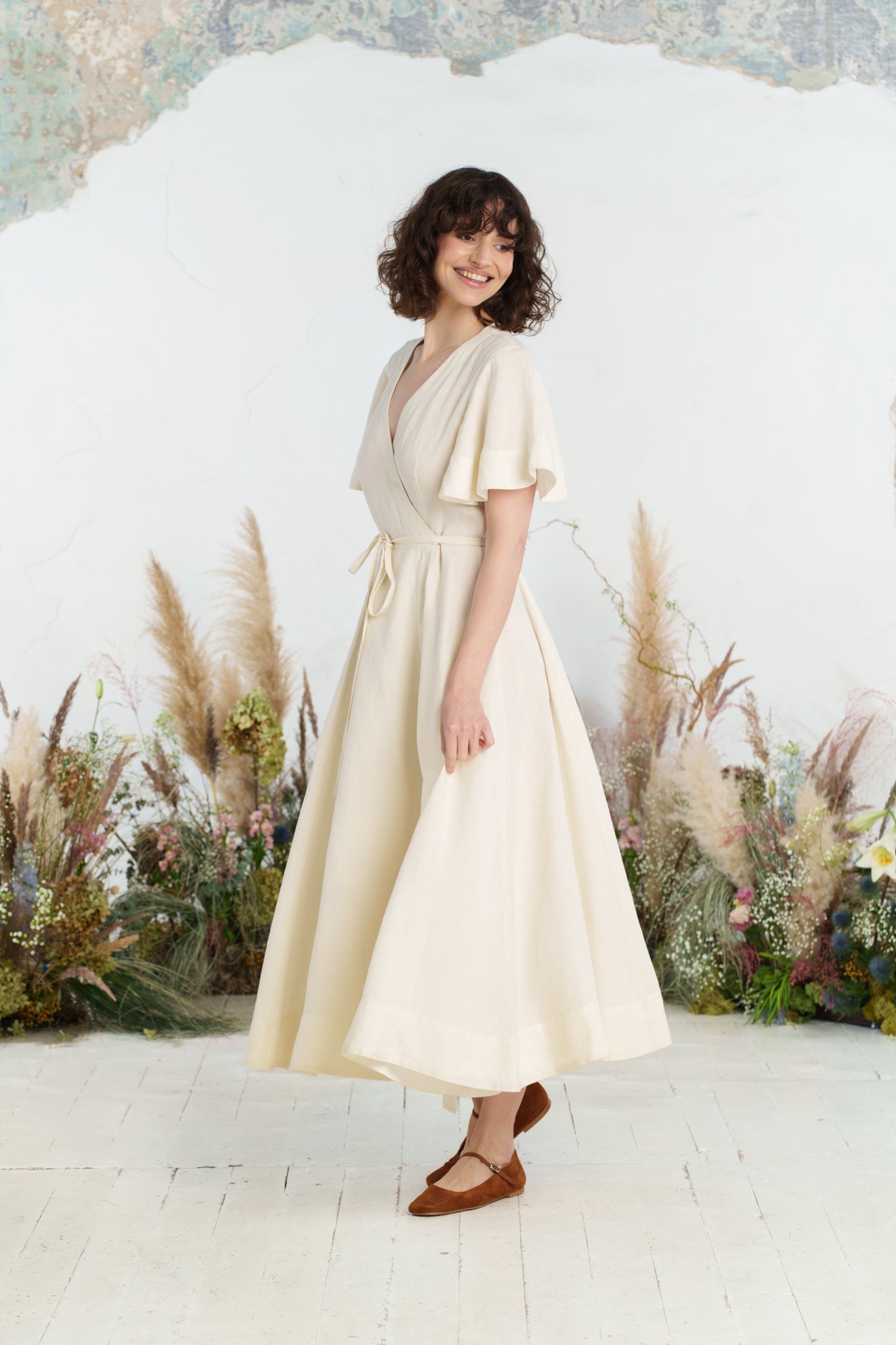 Maxi Wrap Dress, Butterfly Sleeve