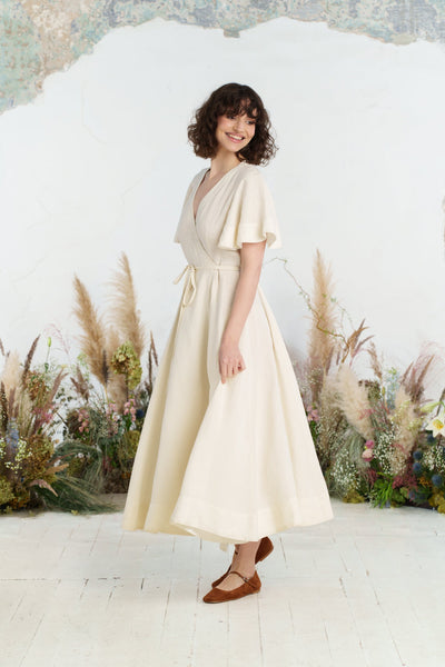 Maxi Wrap Dress, Butterfly Sleeve