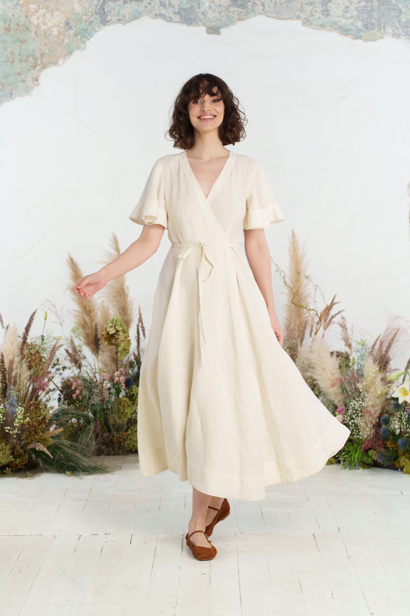 Maxi Wrap Dress, Butterfly Sleeve