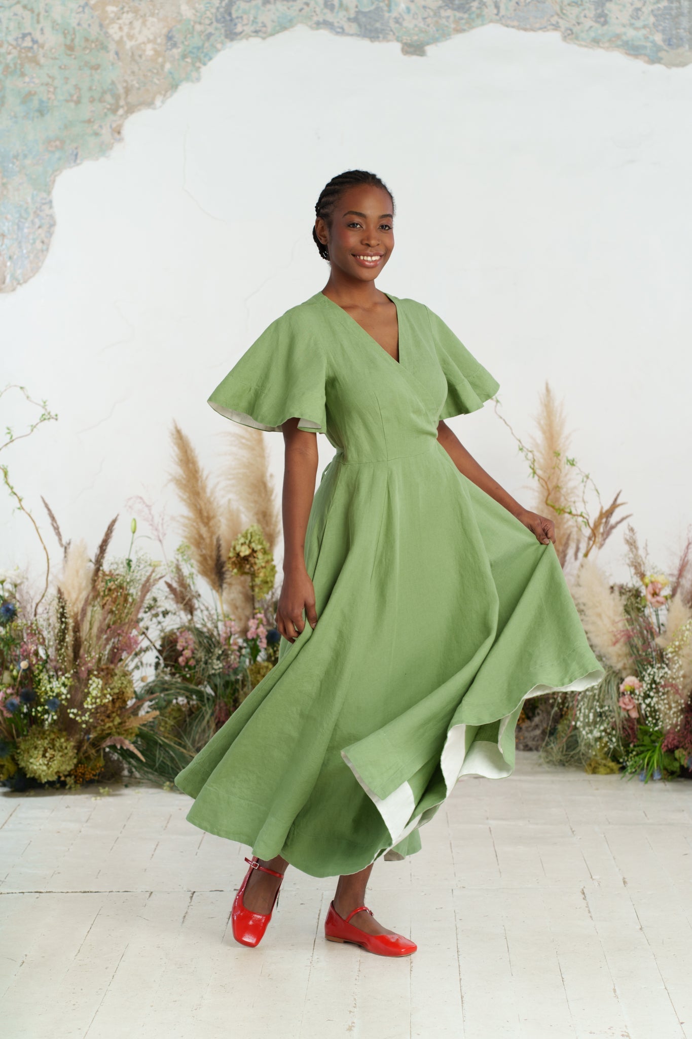 Maxi Wrap Dress, Butterfly Sleeve