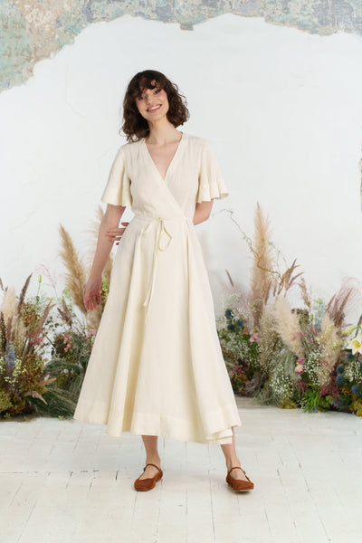 Maxi Wrap Dress, Butterfly Sleeve