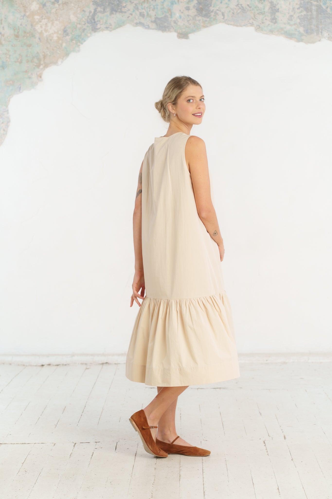 Tulip Petticoat, Sleeveless, Beige