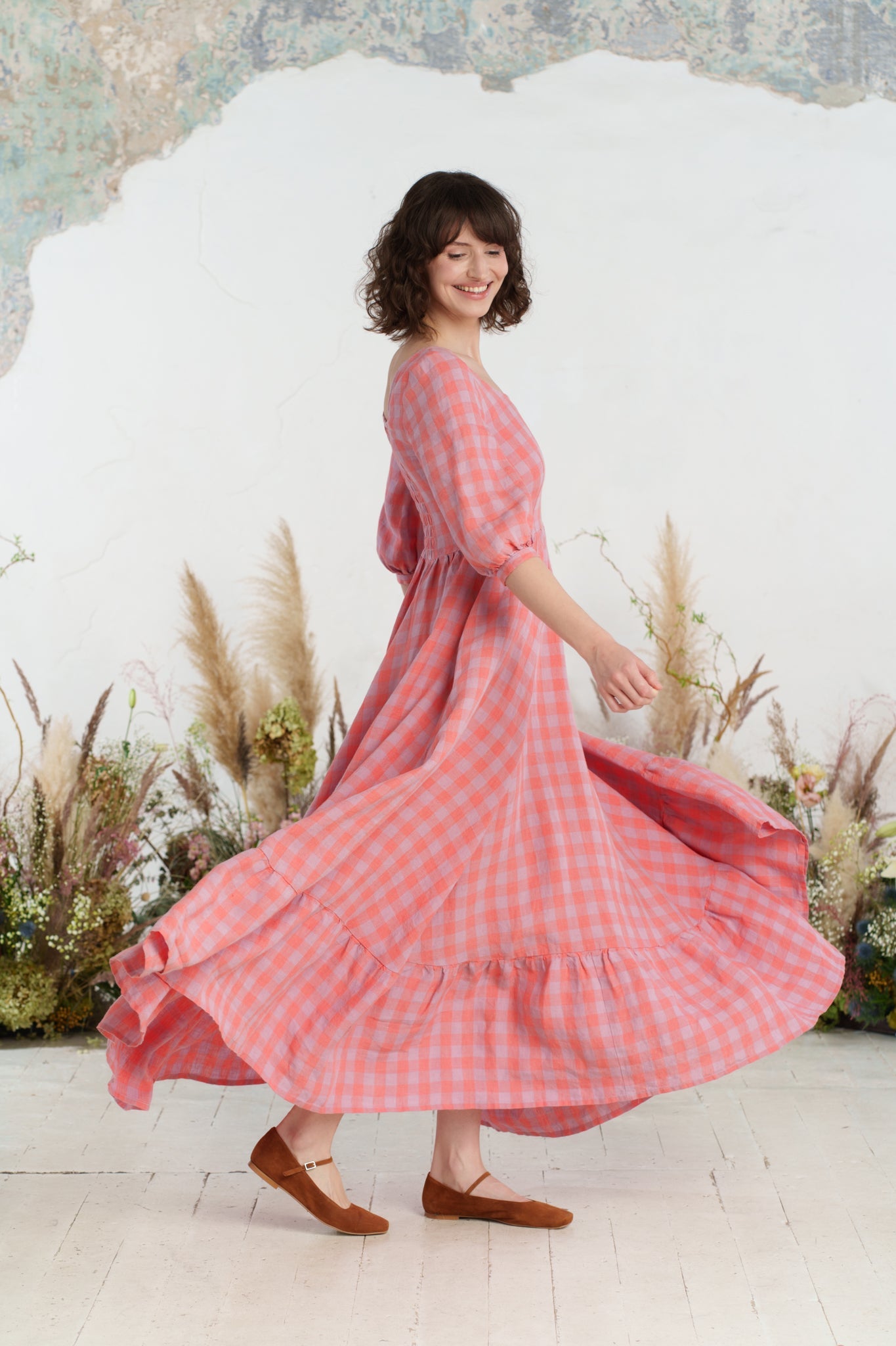 Maxi Carmen Dress, 3/4 Sleeve
