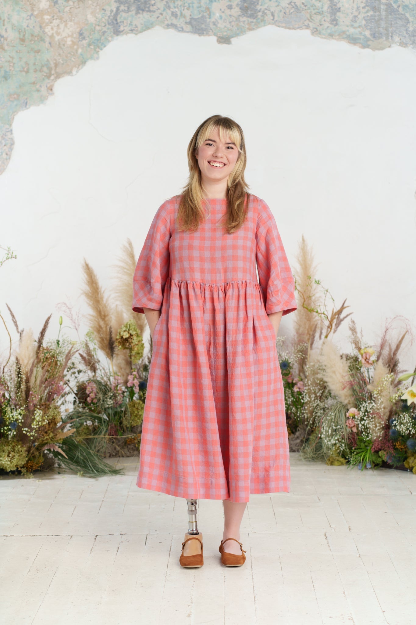 Smock Gaia Dress, 3/4 Sleeve
