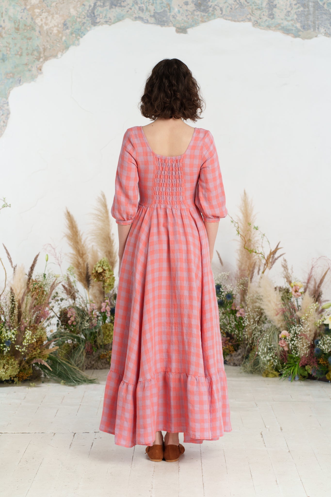 Maxi Carmen Dress, 3/4 Sleeve