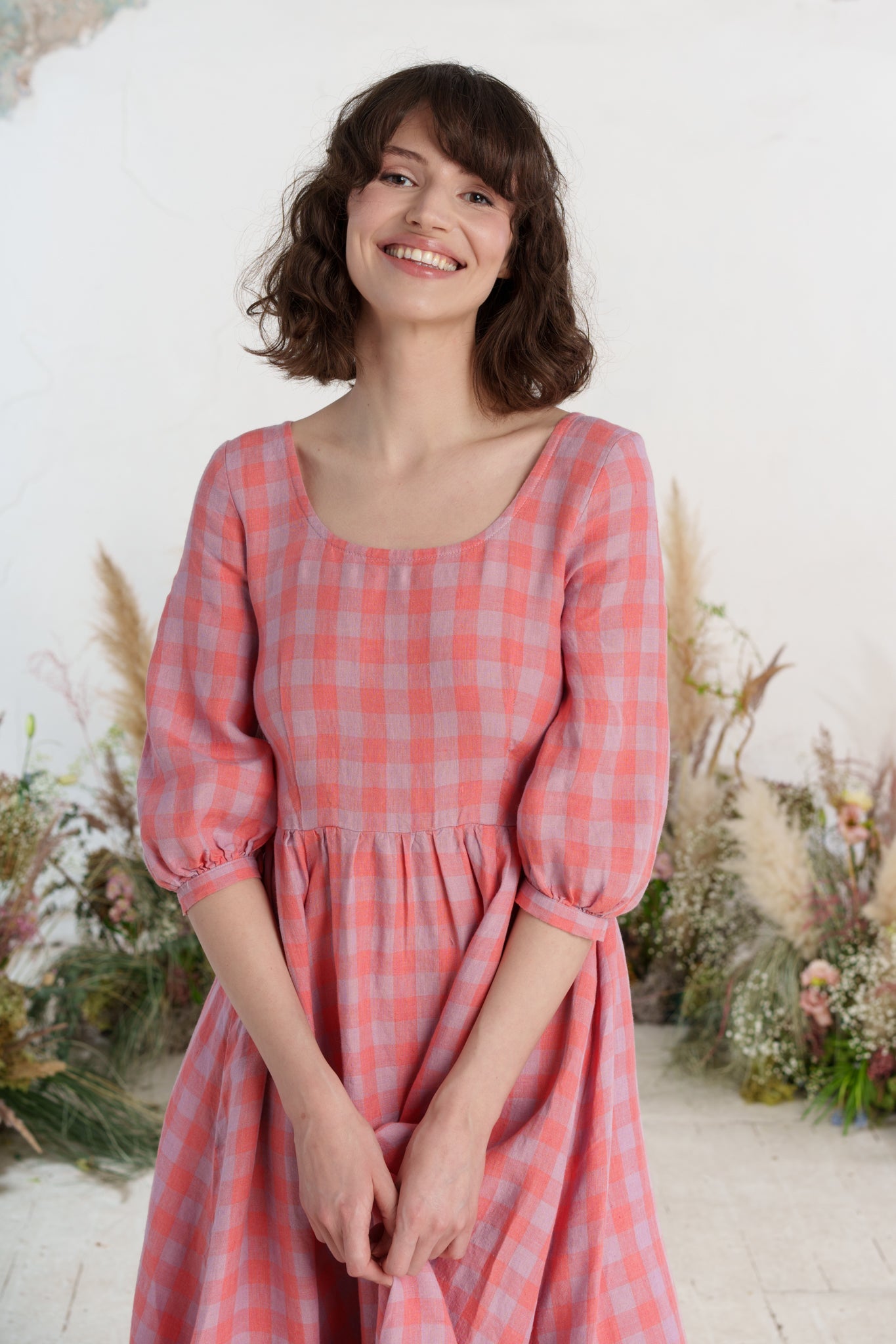 Maxi Carmen Dress, 3/4 Sleeve