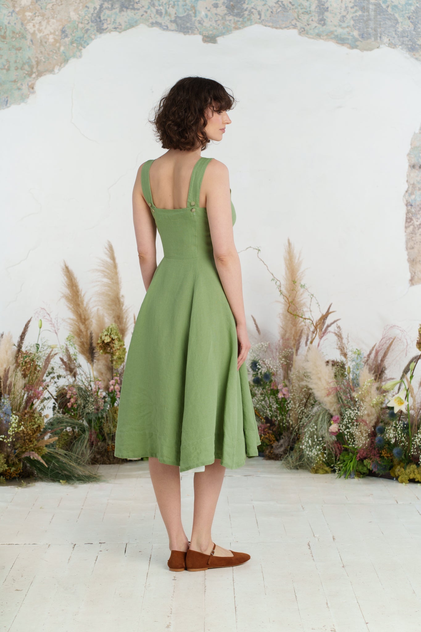 Pinafore Dress, Sleeveless, Matcha Latte