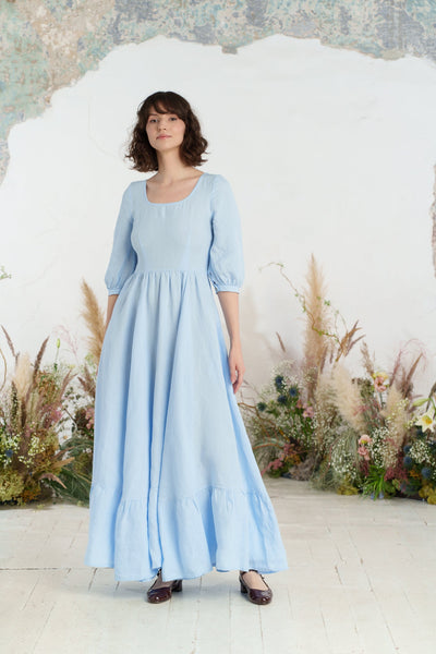 Maxi Carmen Dress, 3/4 Sleeve