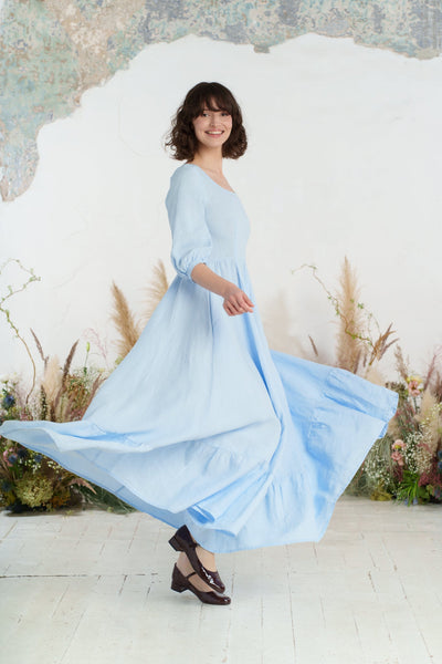 Maxi Carmen Dress, 3/4 Sleeve