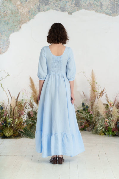 Maxi Carmen Dress, 3/4 Sleeve