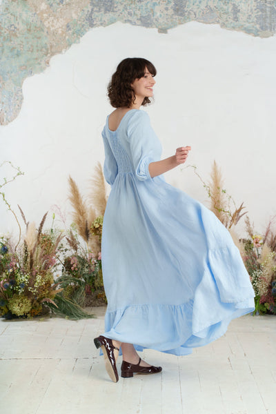 Maxi Carmen Dress, 3/4 Sleeve