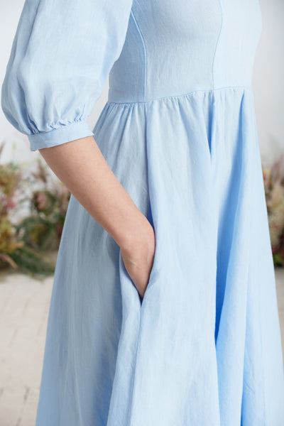 Maxi Carmen Dress, 3/4 Sleeve