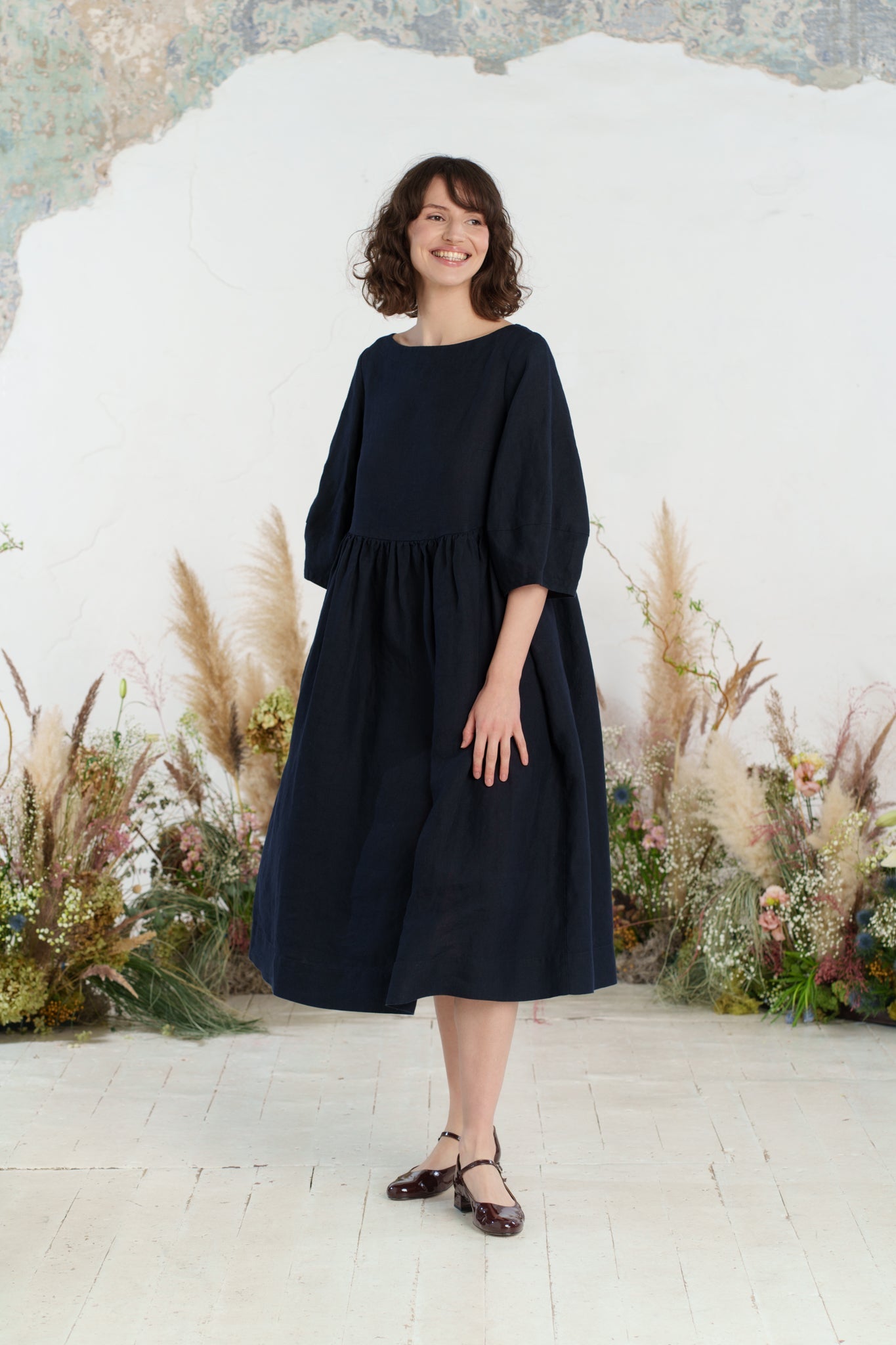 Smock Gaia Dress, 3/4 Sleeve