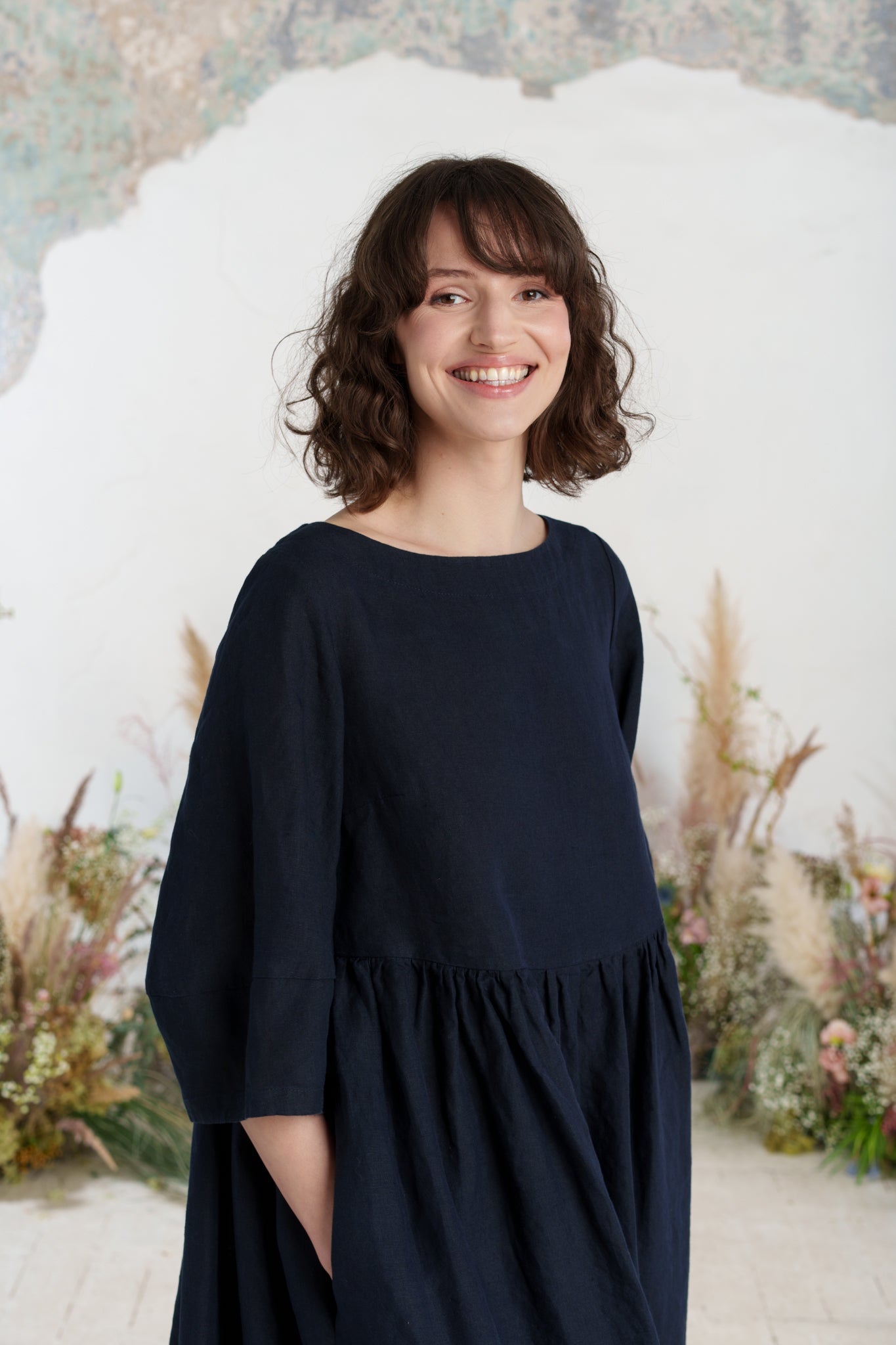 Smock Gaia Dress, 3/4 Sleeve
