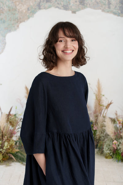 Smock Gaia Dress, 3/4 Sleeve