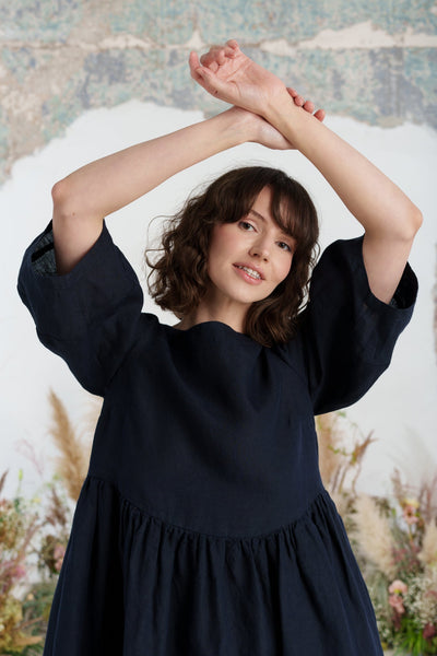 Smock Gaia Dress, 3/4 Sleeve