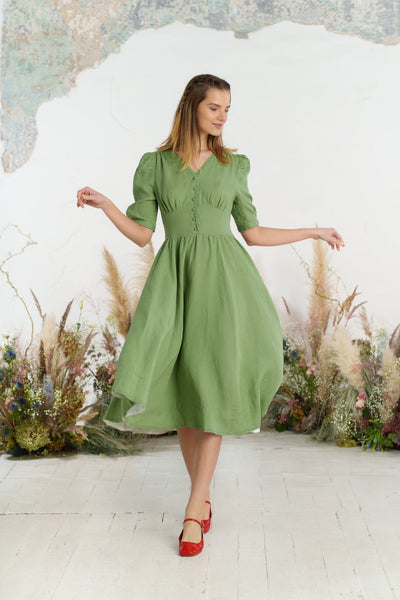 Diane Dress, Puffed Sleeve