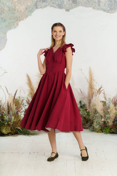 Diane Dress, Ruffle Sleeve