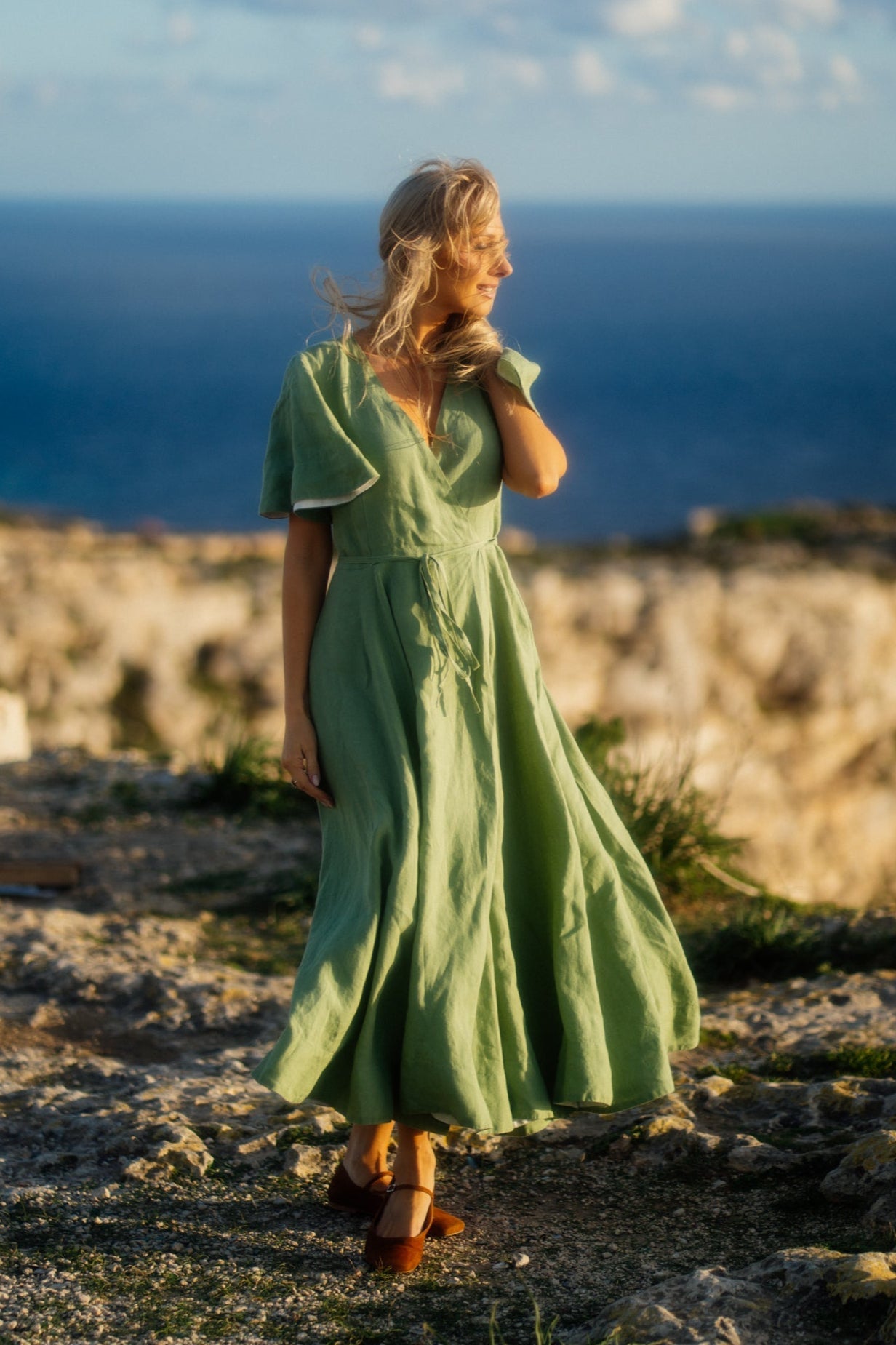 Maxi Wrap Dress, Butterfly Sleeve